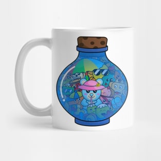 Cute doodle monster beach party in a bottle Mug